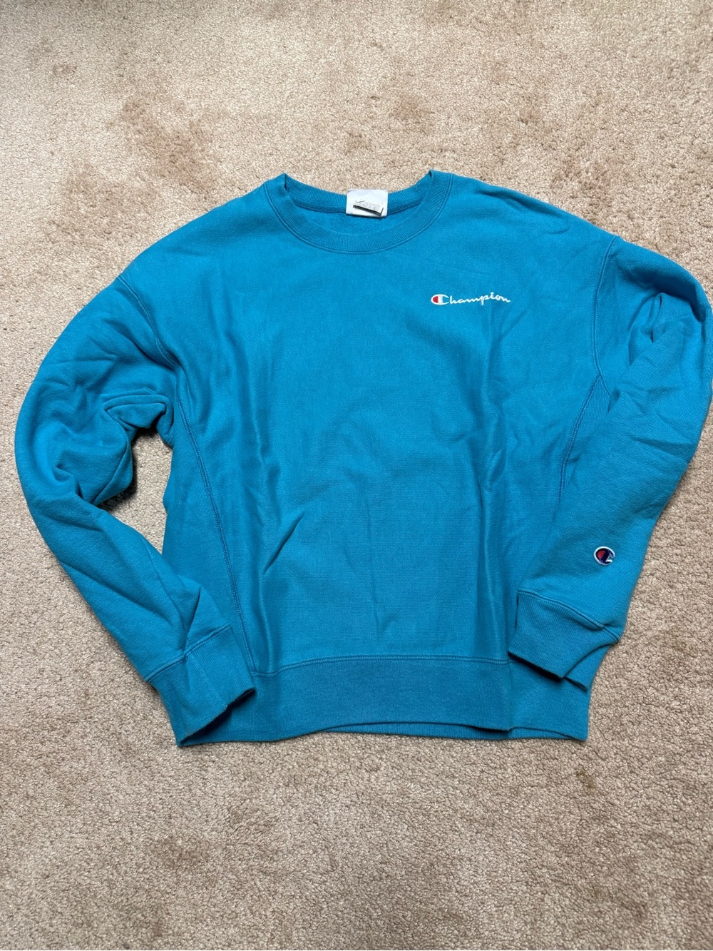 Champion Teal Crewneck Pullover - Men's Athletic Sweatshirt